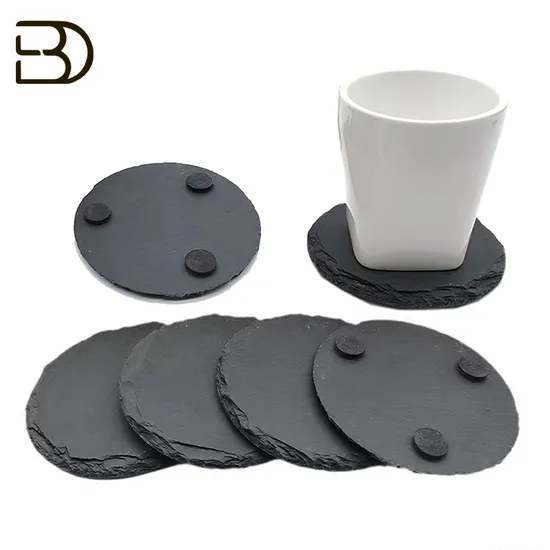 Square Black Silver Stamping Pattern Custom Place Coaster for Table