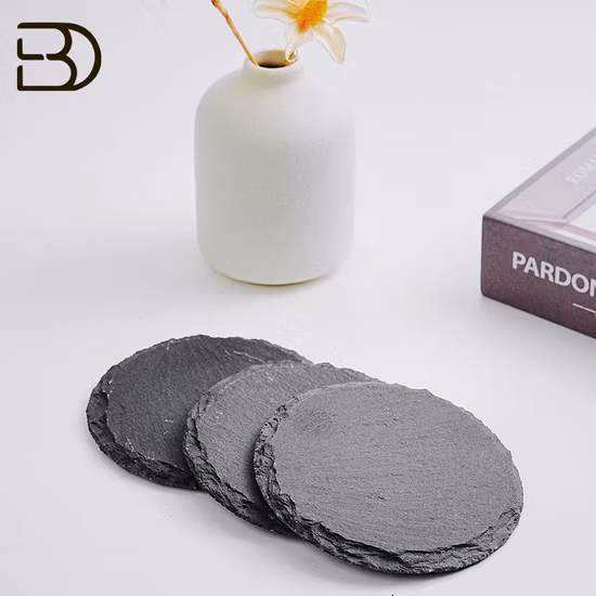 Square Black Silver Stamping Pattern Custom Place Coaster for Table