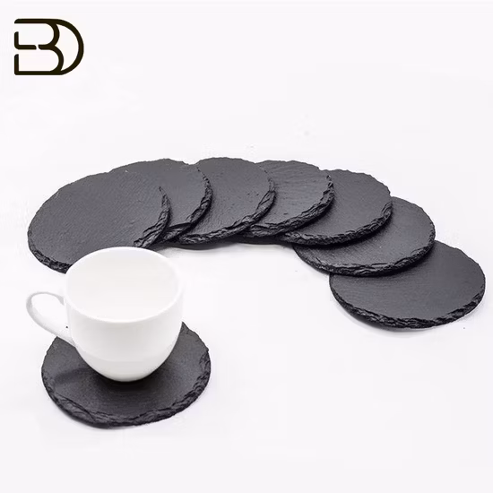 Square Black Silver Stamping Pattern Custom Place Coaster for Table