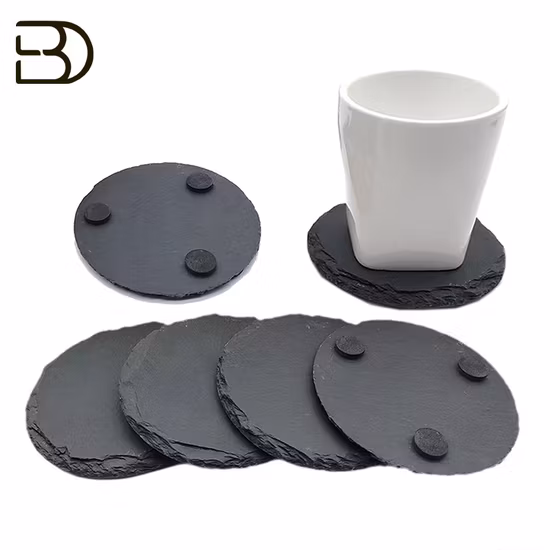 Square Black Silver Stamping Pattern Custom Place Coaster for Table